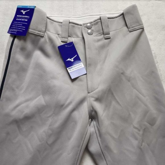 New youth XXL Mizuno baseball premier pro piped white pant elastic bottom gray - Picture 3 of 8
